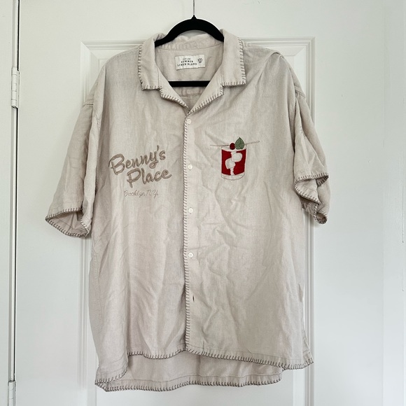 Abercrombie & Fitch Other - Abercrombie & Fitch - Summer Linen-Blend Embroidered Graphic Shirt - XXL